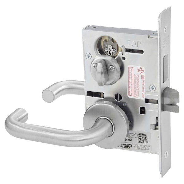 Privacy, Bedroom or Bathroom Mortise Lock, LW Lever, A Rose, Satin Chrome